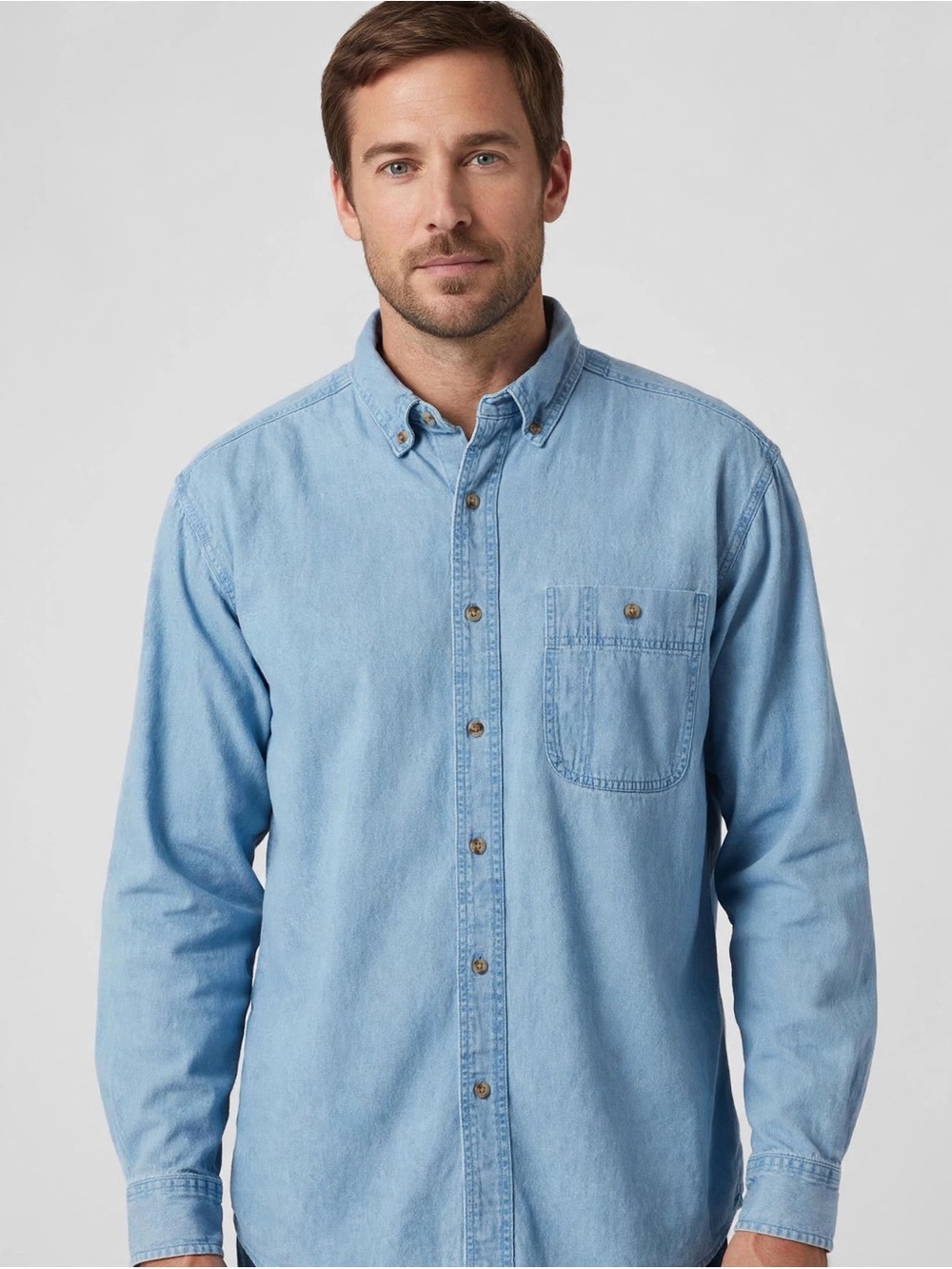 Wrangler Light Blue Men's Button-Down Denim Shirt